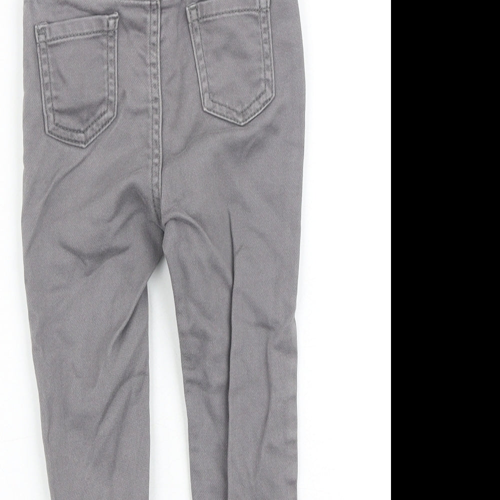 Brand and care label for Denim & Co. Baby Grey Cotton Capri Jeans, size 12-18, Months Zip