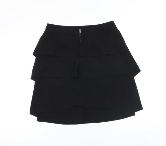 Monsoon Womens Black Polyester Pleated Skirt Size 8 Zip