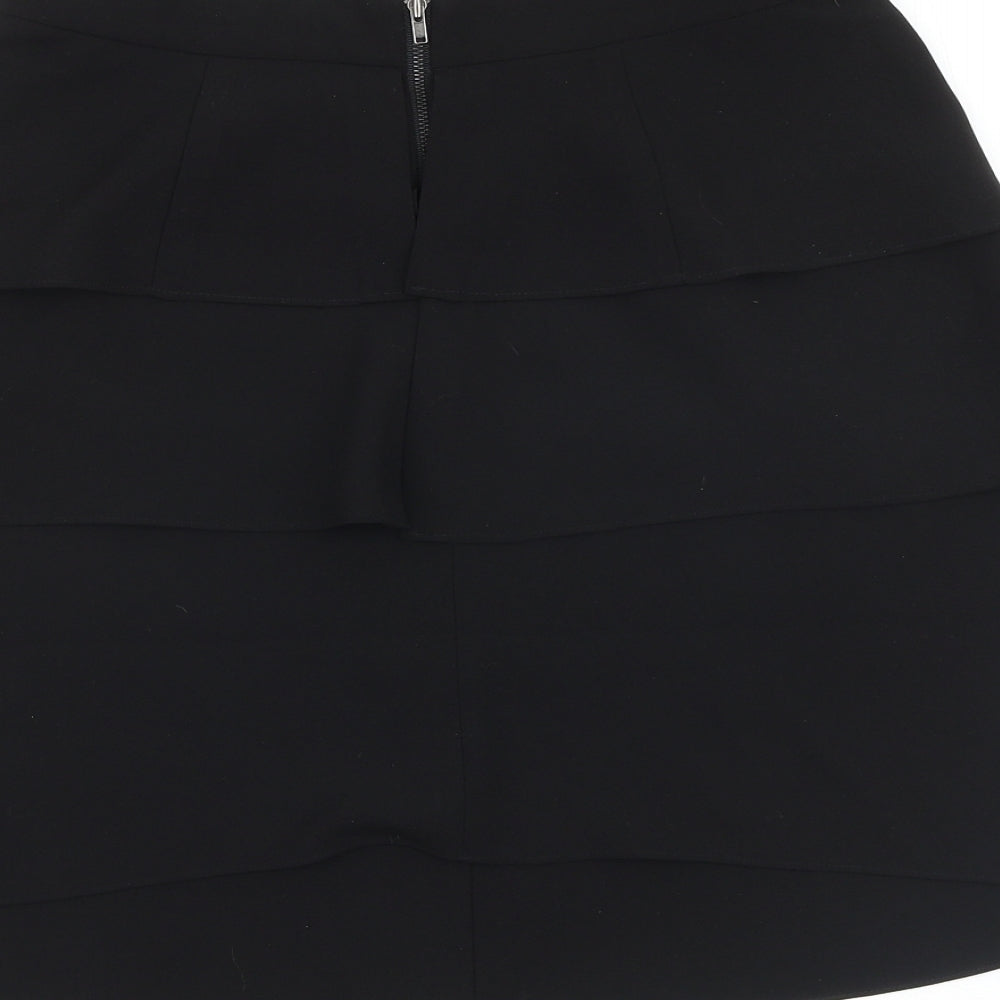 Monsoon Womens Black Polyester Pleated Skirt Size 8 Zip
