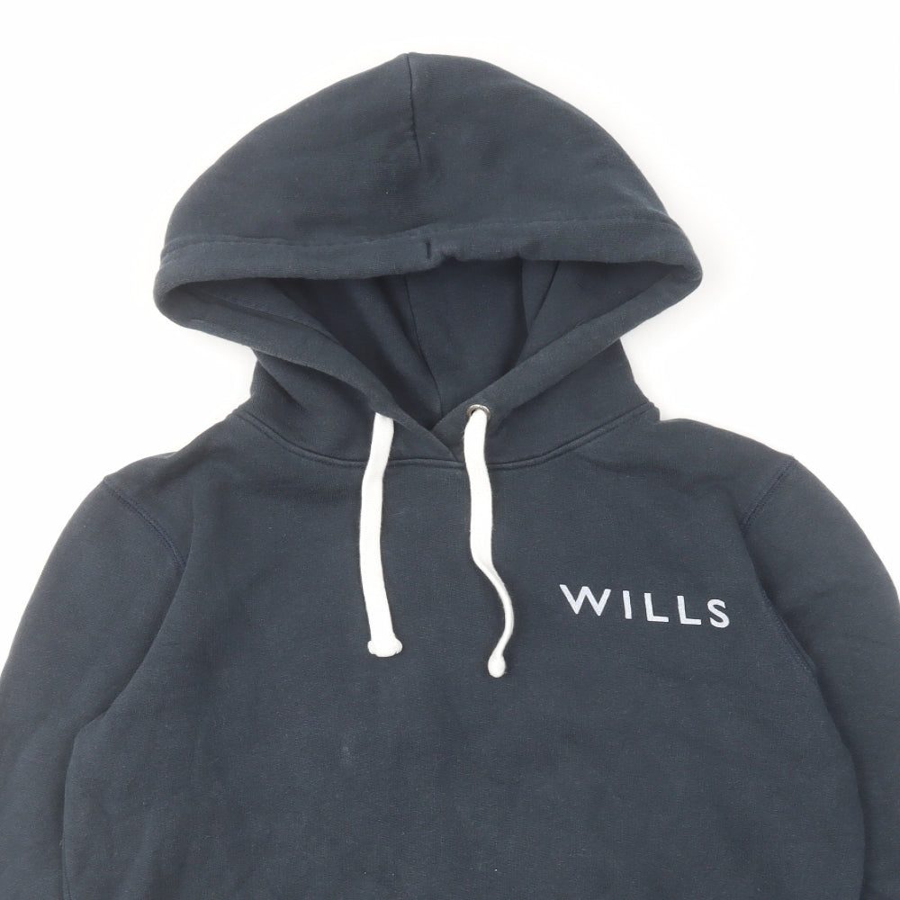 Jack Wills Womens Blue Cotton Pullover Hoodie Size 8 Pullover - Front & Back Logo Drawstring Pocket