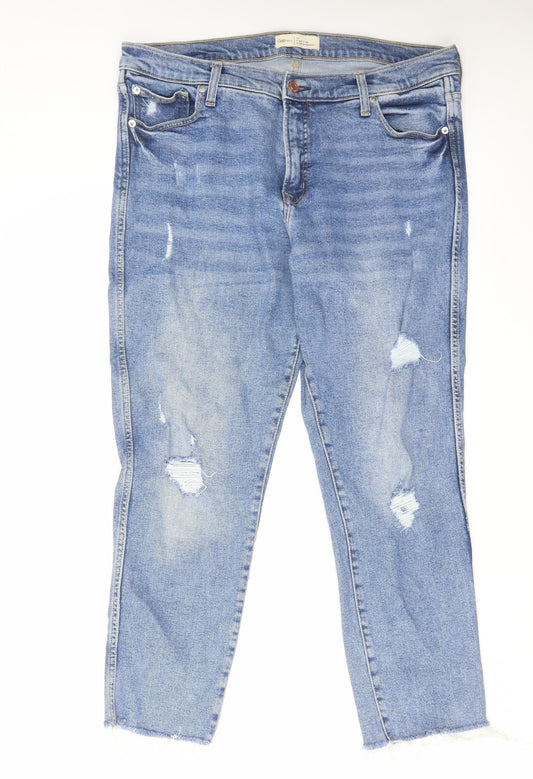 Gap Mens Blue Cotton Straight Jeans Size 34 in L27 in Slim Zip