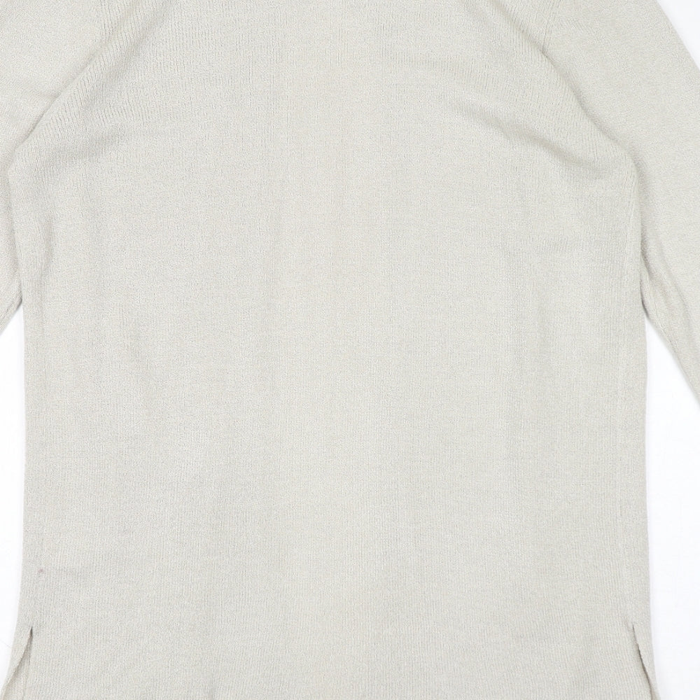 House of Fraser Womens Ivory Round Neck Acrylic Cardigan Jumper Size S