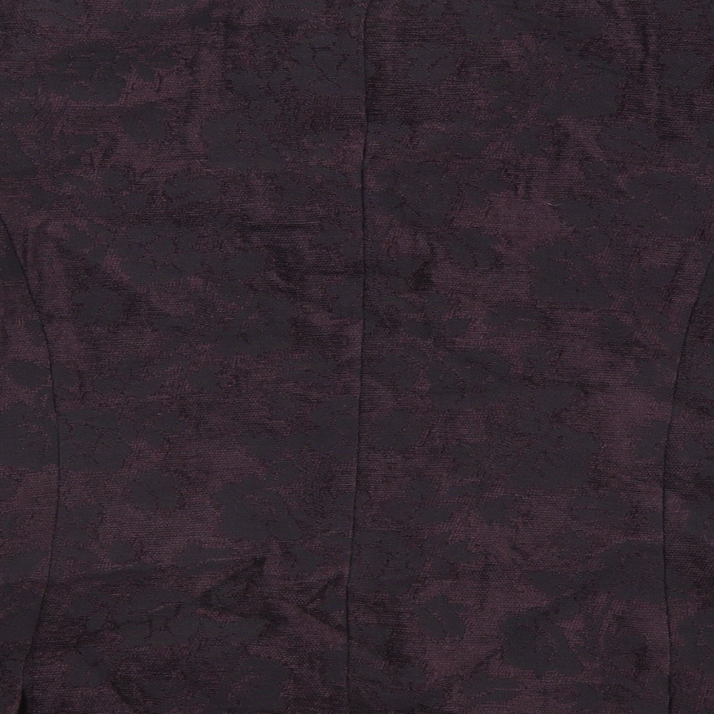CC Womens Purple Geometric Jacket Blazer Size 10 Button