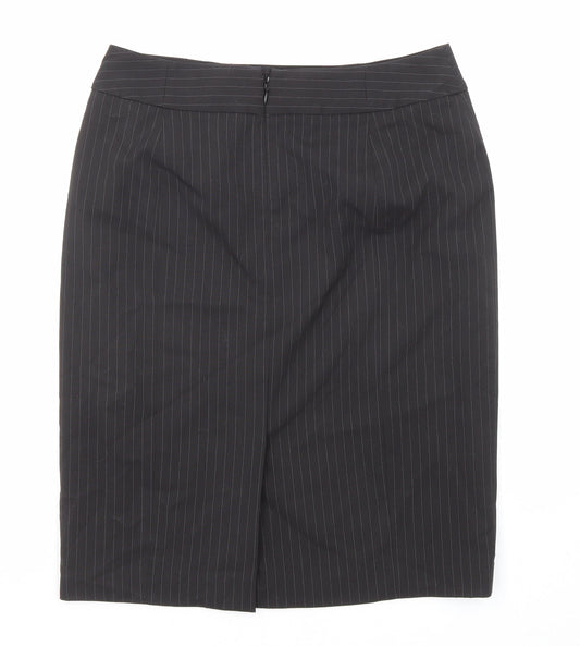 The Department Womens Black Striped Polyester Straight & Pencil Skirt Size 10 Zip