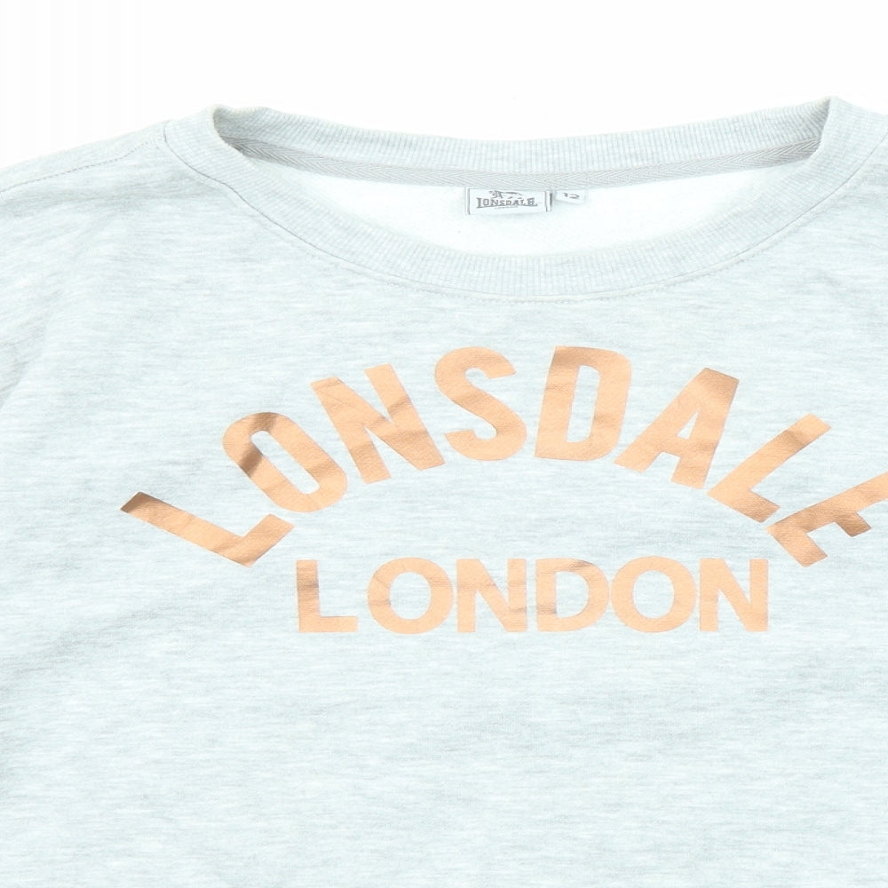 Lonsdale Womens Grey Cotton Pullover Sweatshirt Size 12 Pullover - Lonsdale London