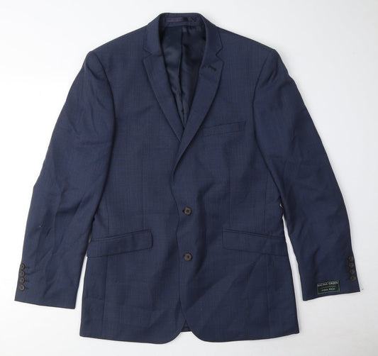 Racing Green Mens Blue Check Wool Jacket Suit Jacket Size 40 Regular