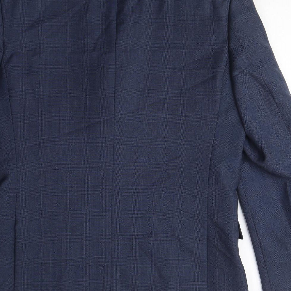 Racing Green Mens Blue Check Wool Jacket Suit Jacket Size 40 Regular