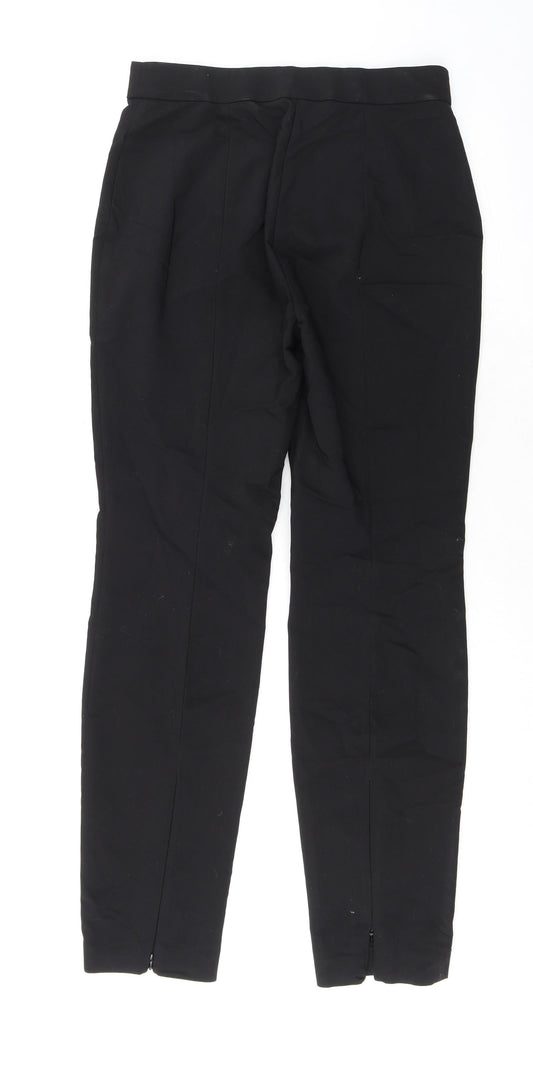 H&M Womens Black Cotton Dress Pants Trousers Size 12 L32 in Regular Zip