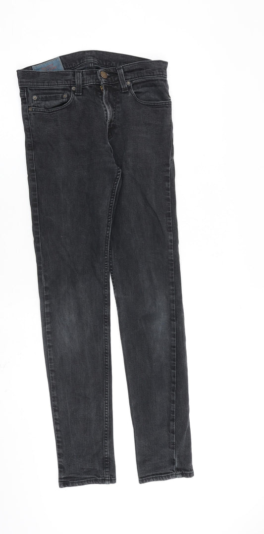 Hollister Mens Grey Cotton Straight Jeans Size 29 in L32 in Slim Zip