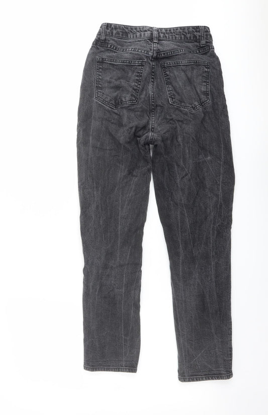 H&M Womens Grey Cotton Tapered Jeans Size 6 L26 in Regular Button