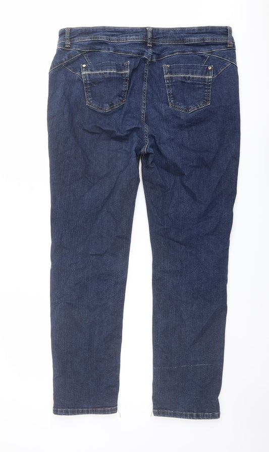 Per Una Womens Blue Cotton Skinny Jeans Size 34 in L27 in Regular Zip