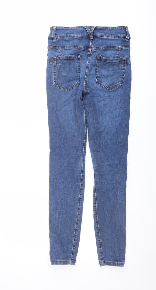 NEXT Womens Blue Cotton Skinny Jeans Size 8 L28 in Regular Button
