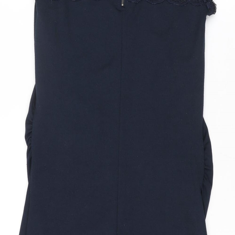 mamalicious Womens Blue Polyester Pencil Dress Size S V-Neck Zip - Lace Top
