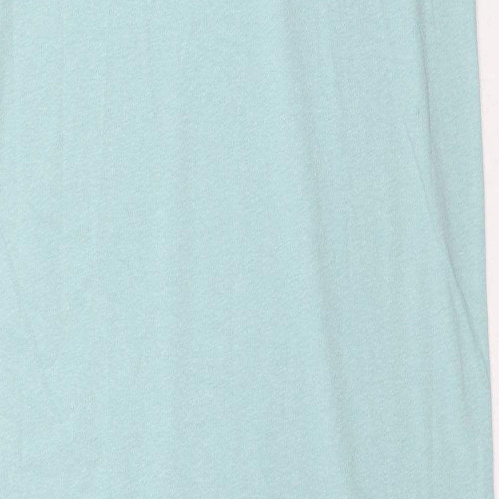 Marks and Spencer Womens Blue Cotton A-Line Size XS Round Neck Pullover - Broderie Anglaise Sleeve