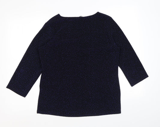 EWM Womens Blue Nylon Basic T-Shirt Size M Round Neck