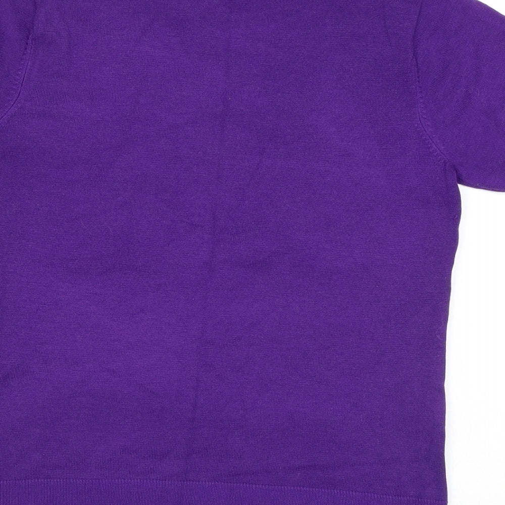 Brand and care label for Principles women’s purple boat neck acrylic jumper, size UK 12
