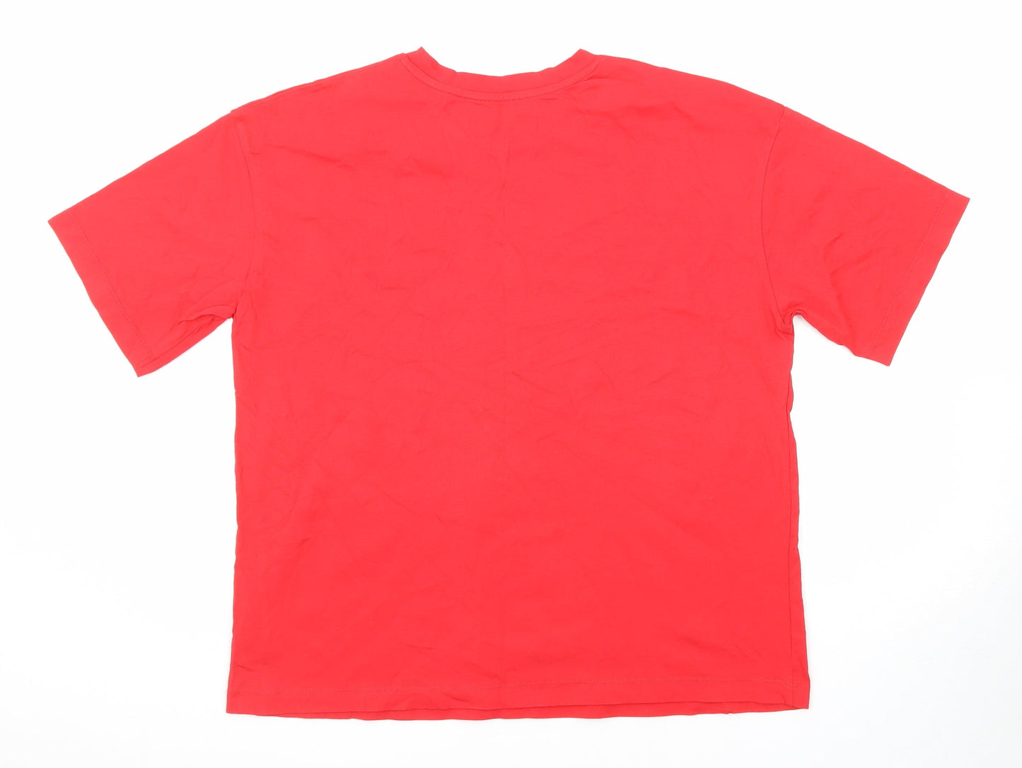 Disney Womens Red Cotton Basic T-Shirt Size 16 Round Neck - Minnie Mouse Christmas