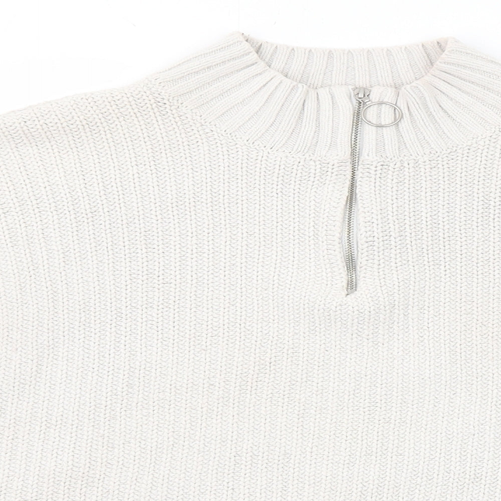 Hollister Womens Grey Mock Neck Cotton Pullover Jumper Size M