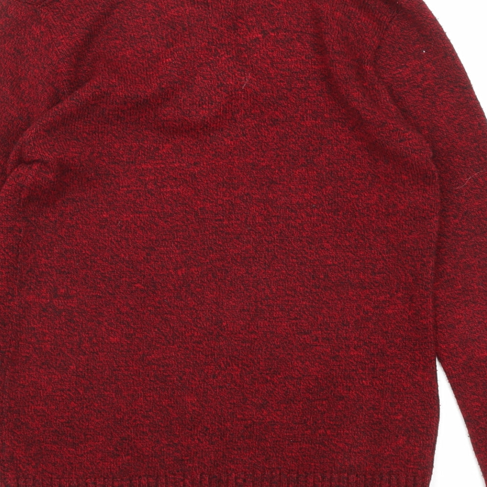 Brand and care label for CHIC women’s red v-neck acrylic jumper, size S, -, size S-m