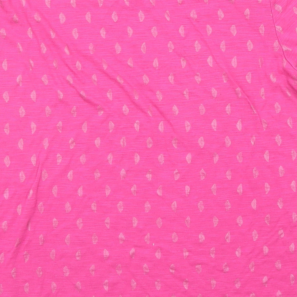 Anna Rose Womens Pink Floral Polyester Basic T-Shirt Size M Roll Neck