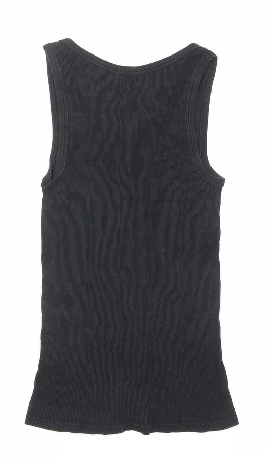 Gap Womens Black Polyester Basic Tank Size S Scoop Neck
