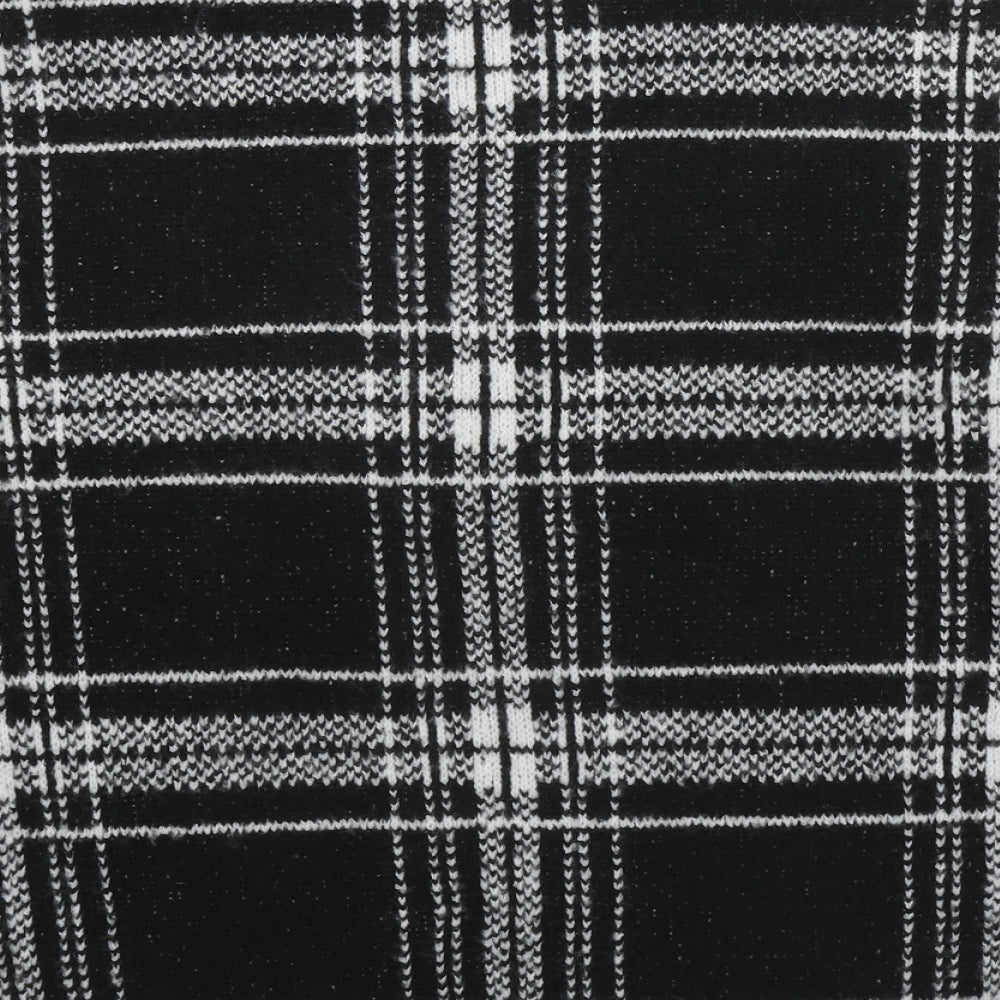 Marks and Spencer Womens Black Round Neck Plaid Acrylic Pullover Jumper Size 12