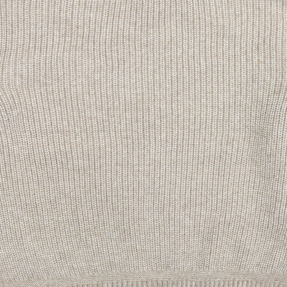 Marks and Spencer Womens Beige Mock Neck Polyester Pullover Jumper Size S