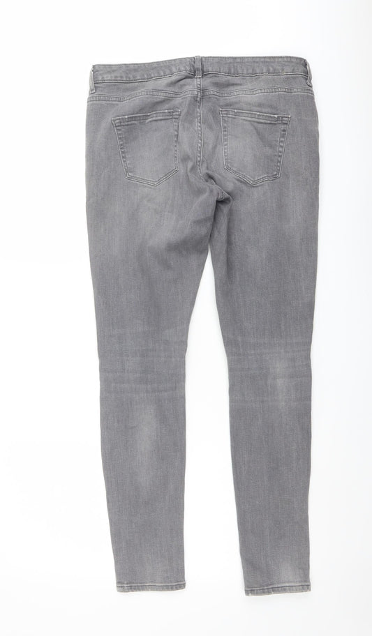 Denim & Co. Womens Grey Cotton Skinny Jeans Size 12 L29 in Regular Button