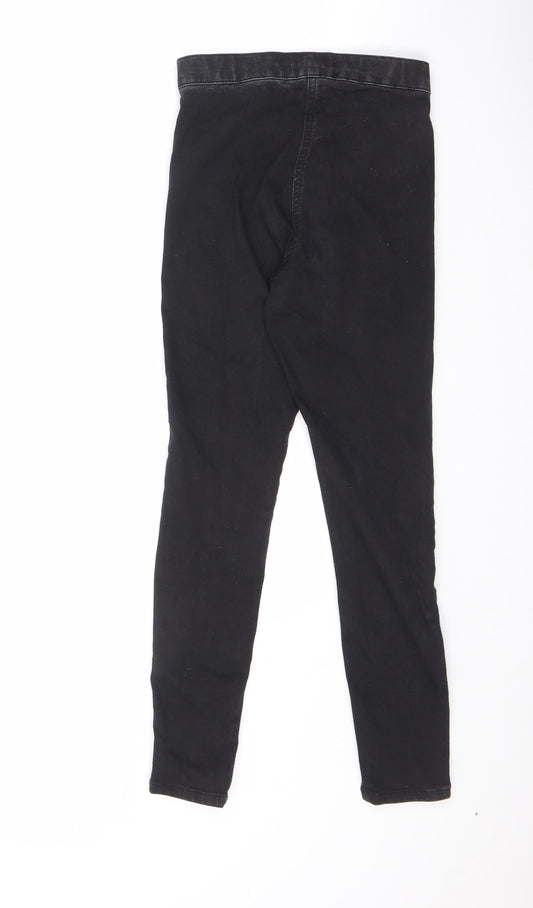 Topshop Womens Black Cotton Blend Straight Jeans Size 26 in L30 in Regular Zip