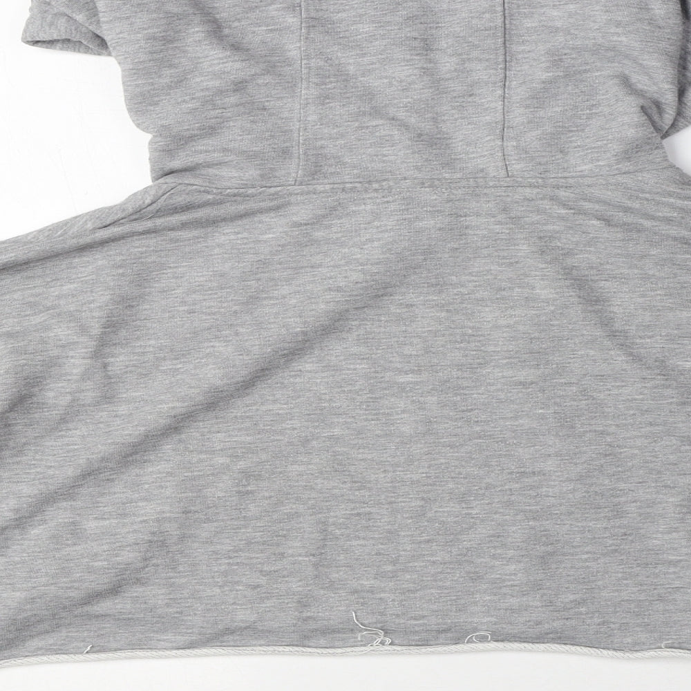 Brand and care label for IVY PARK women’s grey polyester pullover hoodie, size S, pullover