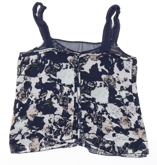 Gap Womens Blue Floral Polyester Camisole Tank Size XL Scoop Neck - Tie Back Detail