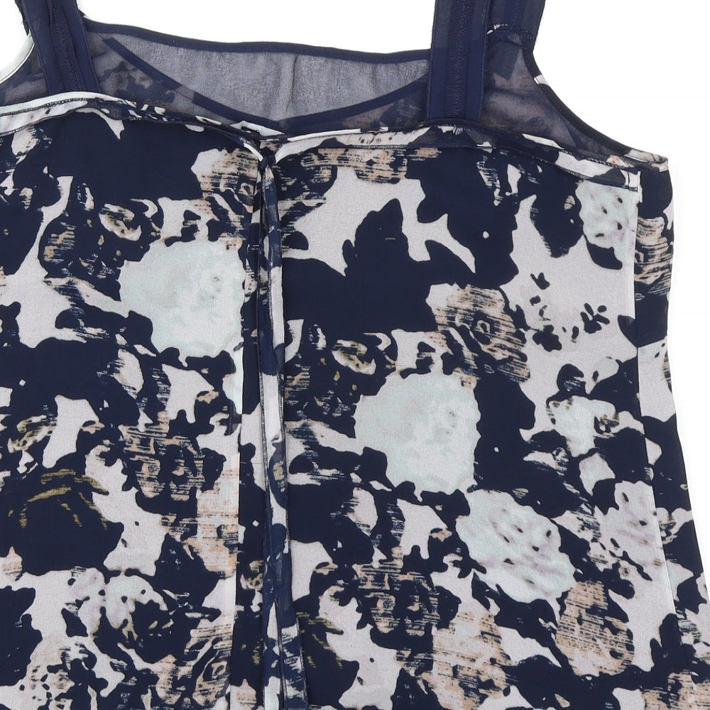 Gap Womens Blue Floral Polyester Camisole Tank Size XL Scoop Neck - Tie Back Detail