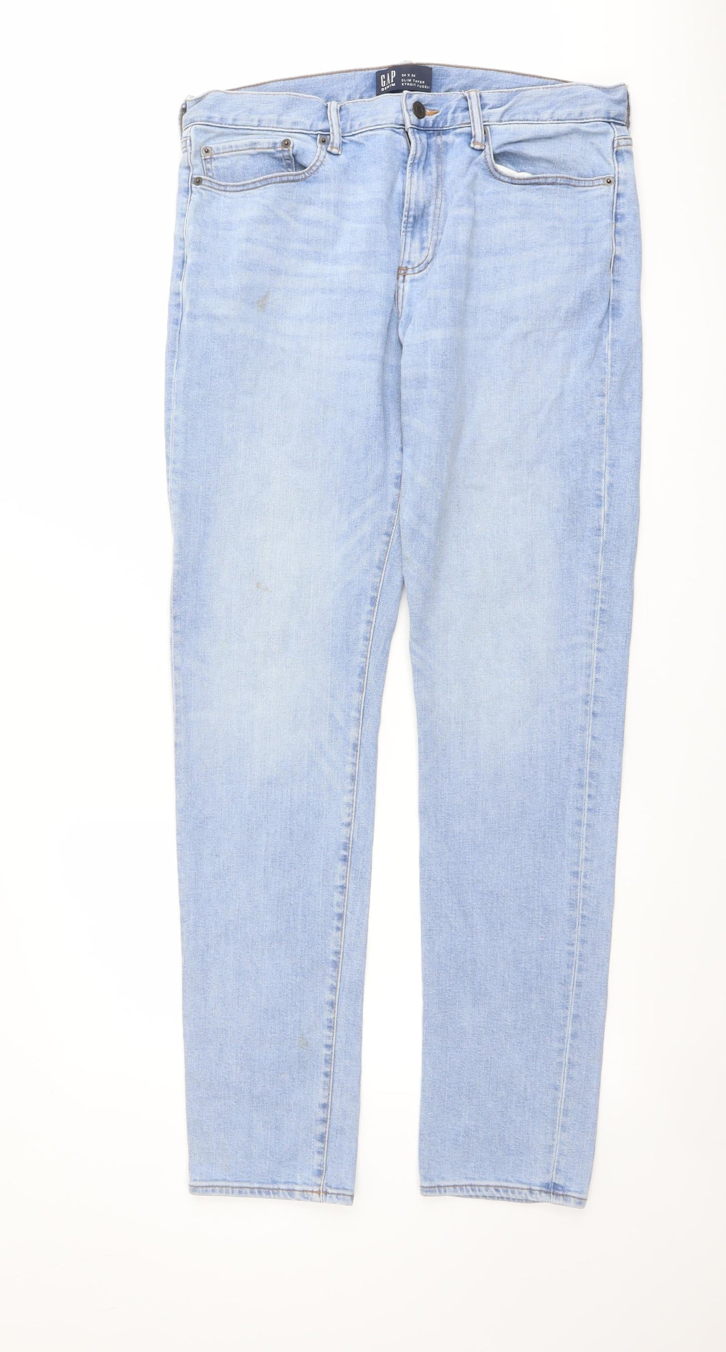 Gap Mens Blue Cotton Straight Jeans Size 34 in L34 in Slim Button
