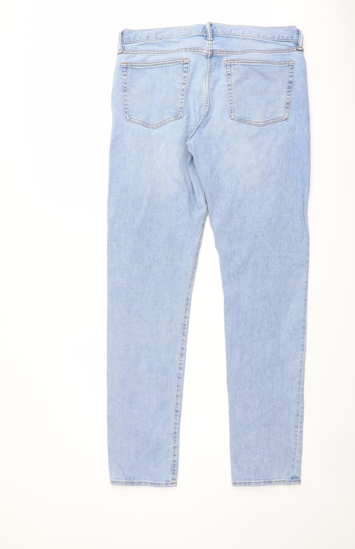 Gap Mens Blue Cotton Straight Jeans Size 34 in L34 in Slim Button