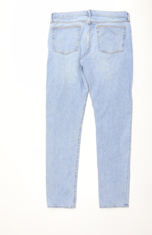 Gap Mens Blue Cotton Straight Jeans Size 34 in L34 in Slim Button