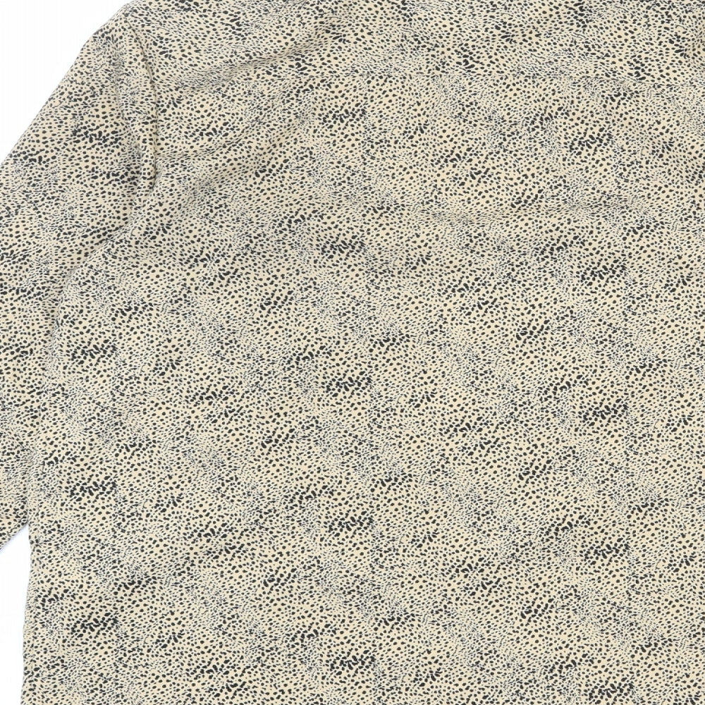 Brave Soul Womens Beige Geometric Polyester Basic Button-Up Size S Collared - Flecked Effect