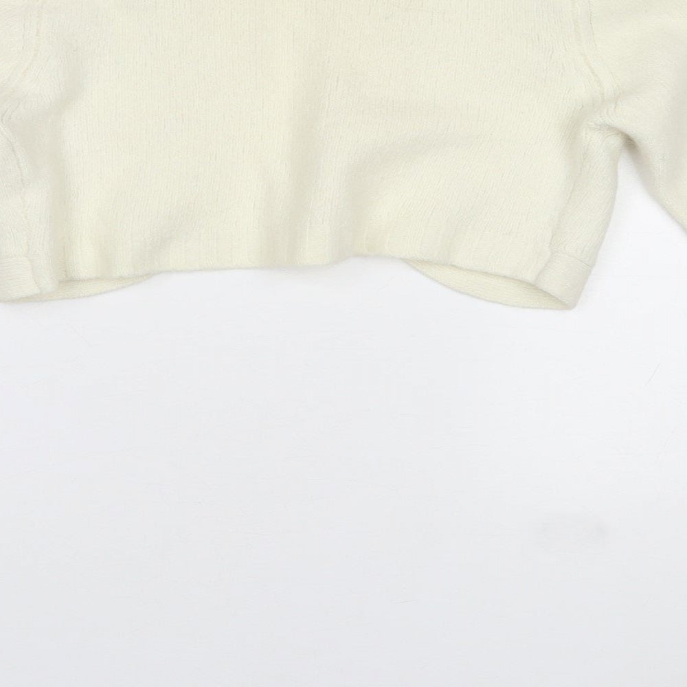 Dunnes Stores Womens Ivory V-Neck Nylon Cardigan Jumper Size 10
