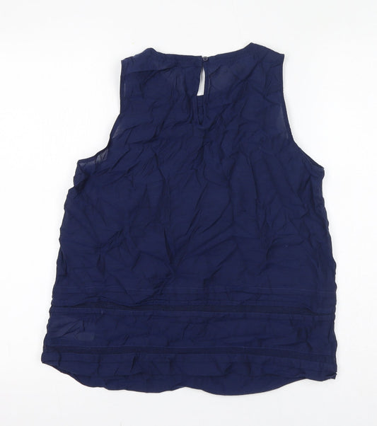 Gap Womens Blue Cotton Basic Blouse Size XS Round Neck