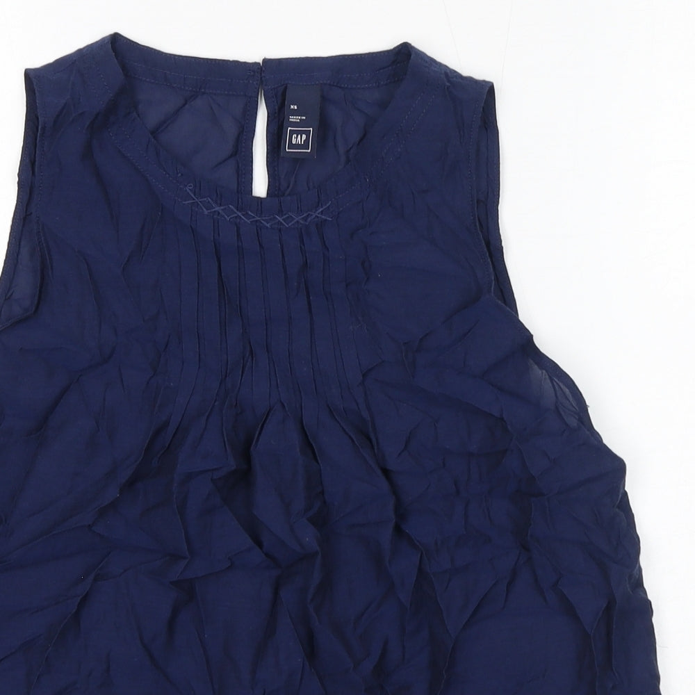 Gap Womens Blue Cotton Basic Blouse Size XS Round Neck
