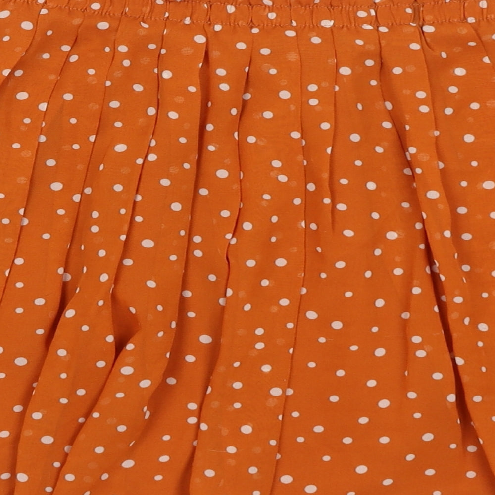 Uniqlo Womens Orange Polka Dot Polyester Flare Skirt Size 12