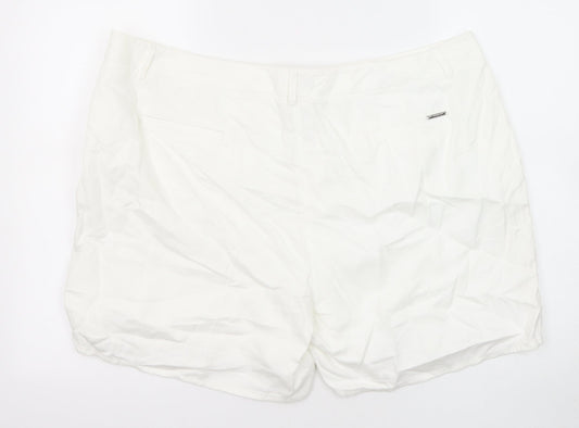 Autograph Womens White Cotton Basic Shorts Size 20 Regular Zip