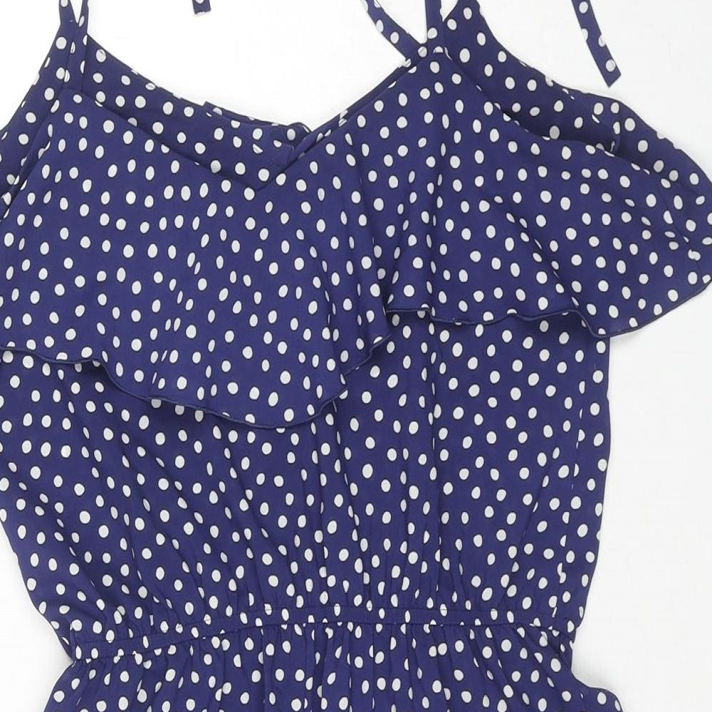 Frost French Womens Blue Polka Dot Polyester Playsuit One-Piece Size 8 L3 in Pullover