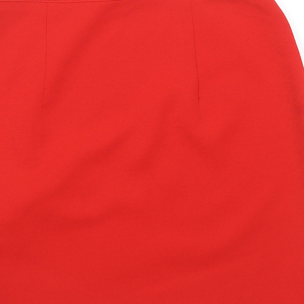 Topshop Womens Red Polyester A-Line Skirt Size 8 Zip