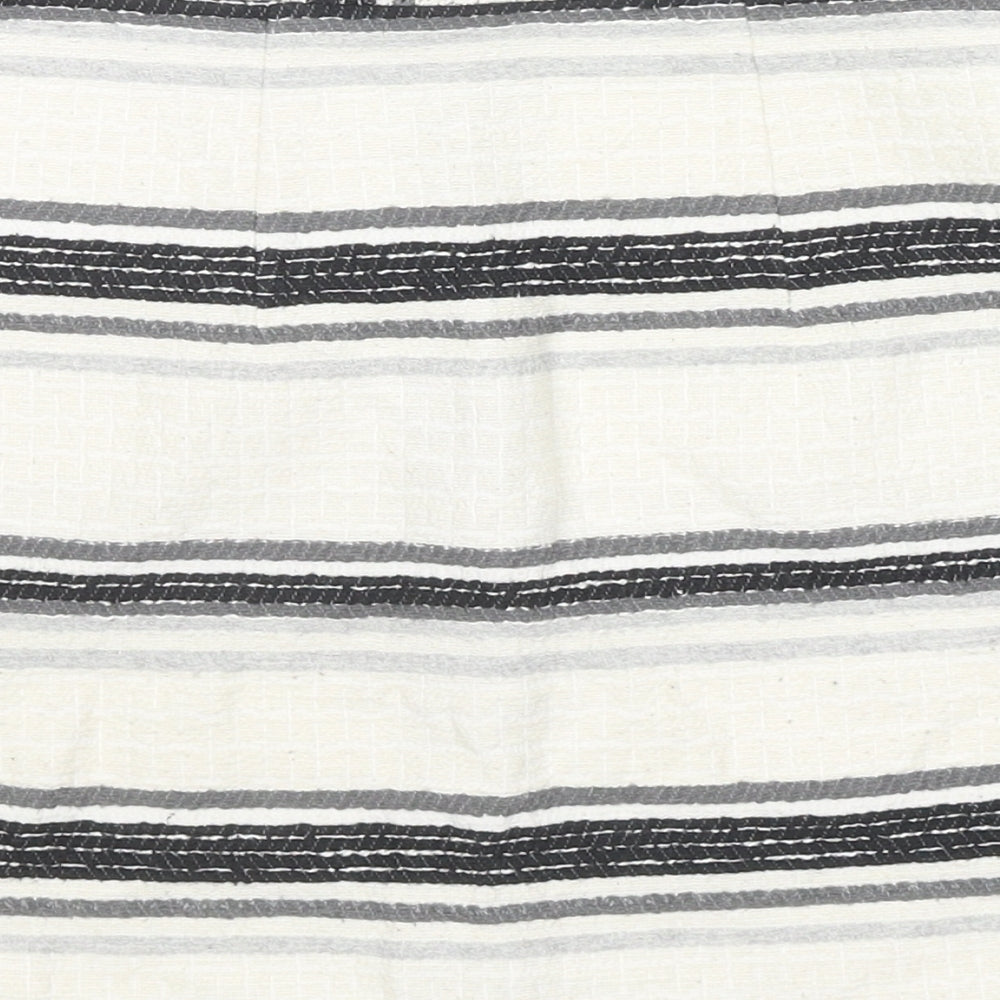 Topshop Womens Ivory Striped Cotton Flare Skirt Size 6 Zip