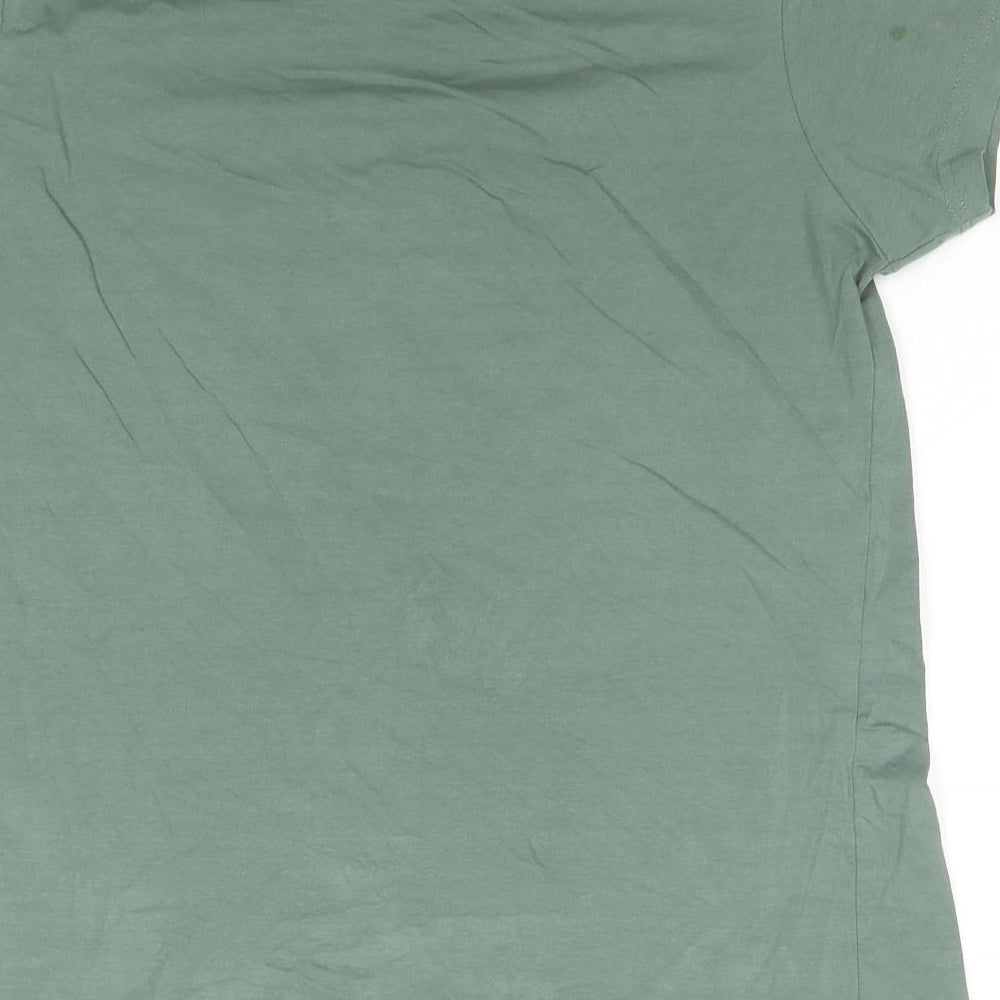 Wat A Gal Womens Green Polyester Basic T-Shirt Size XL Round Neck