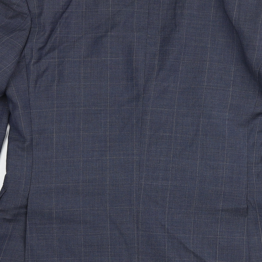 Marks and Spencer Mens Blue Check Wool Jacket Suit Jacket Size 36 Regular