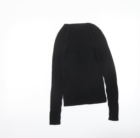 ASOS Womens Black Square Neck Polyester Pullover Jumper Size 8