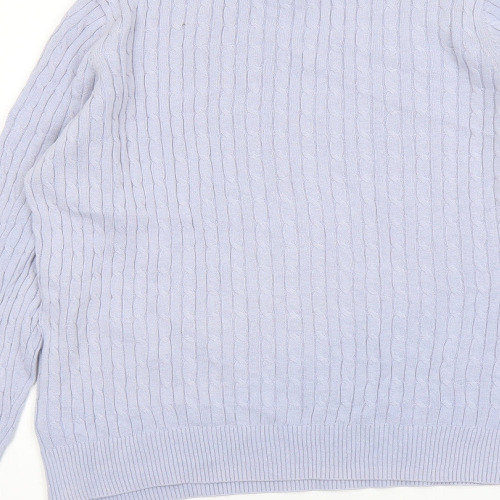 Jones New York Womens Blue Round Neck Cotton Pullover Jumper Size XL