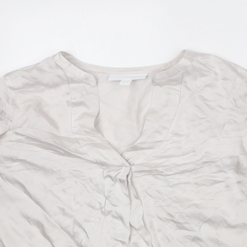 The White Company Womens Silver Viscose Basic Blouse Size 6 V-Neck