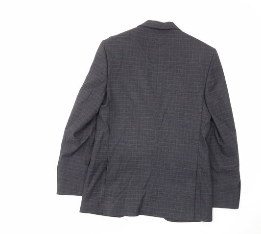 Marks and Spencer Mens Blue Plaid Polyester Jacket Suit Jacket Size 38 Regular